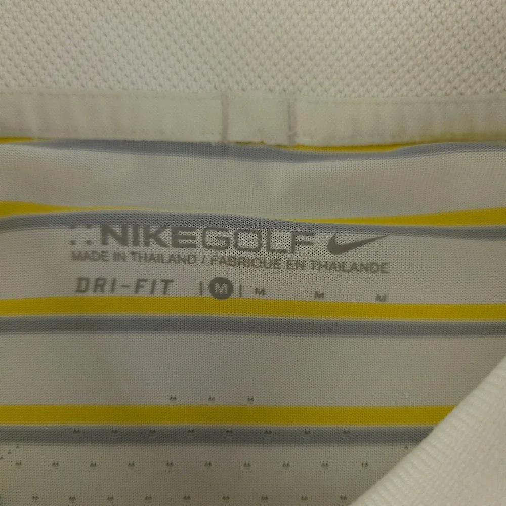 Nike Golf Dri-FIT Polo Shirt Mens M Yellow Stripe Kukio Golf Performance Top